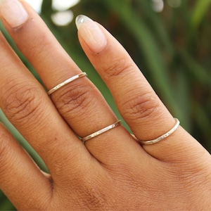 Hammered Sterling Silver Stacking Ring Set: Midi, Knuckle, Regular Bands