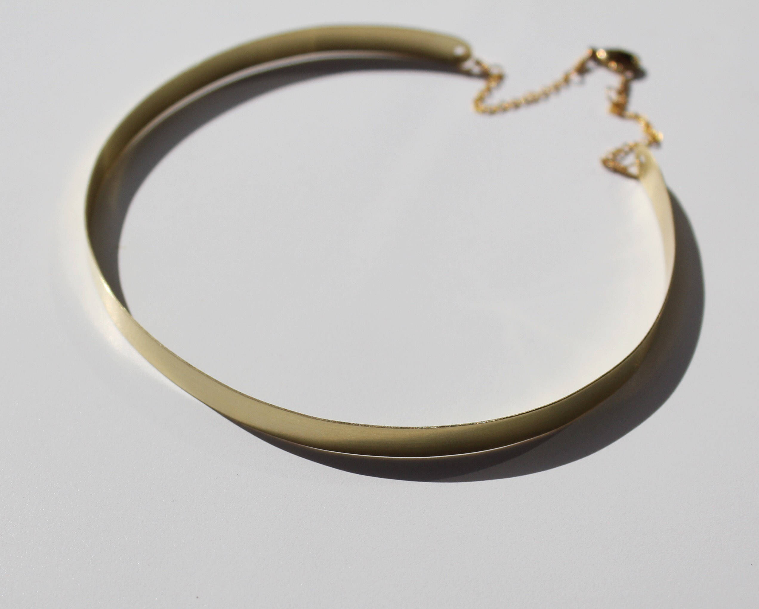 90's Style Very Thin Metal Choker Necklace Gold Tone Etsy