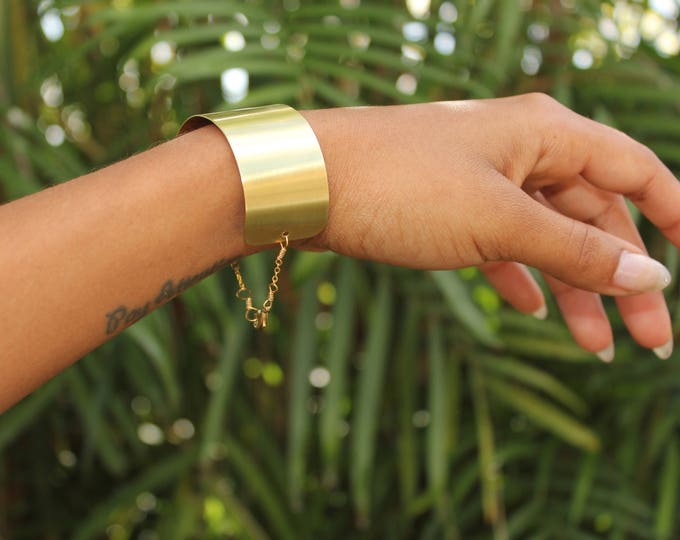 Gold Metal Wrist Cuff * 1" Brass Bracelet