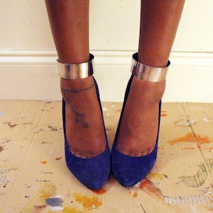 Solid Silver-Tone Ankle Cuffs (Pair)