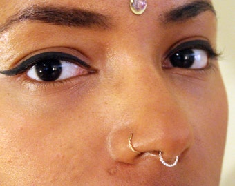 Twisted Sterling Silver Nosering (Faux Septum, Pierced Ring)