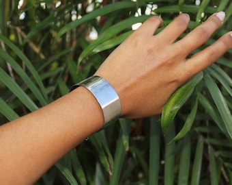 Silver Metal Wrist Cuff * 1&quot; Stainless Steel Bracelet