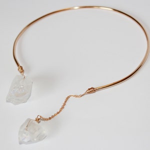 14K Solid Gold Angel Aura Quartz Choker image 2