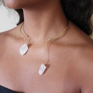 14K Solid Gold Angel Aura Quartz Choker image 5