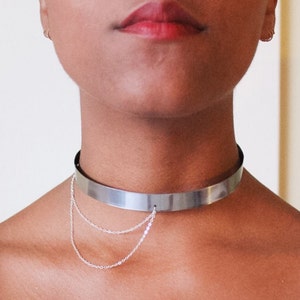 Asymmetrical Silver Chain Thin Choker Necklace