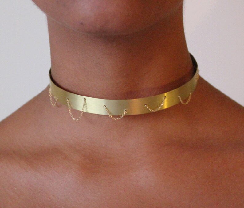 Doorboorde gouden ketting choker ketting afbeelding 1