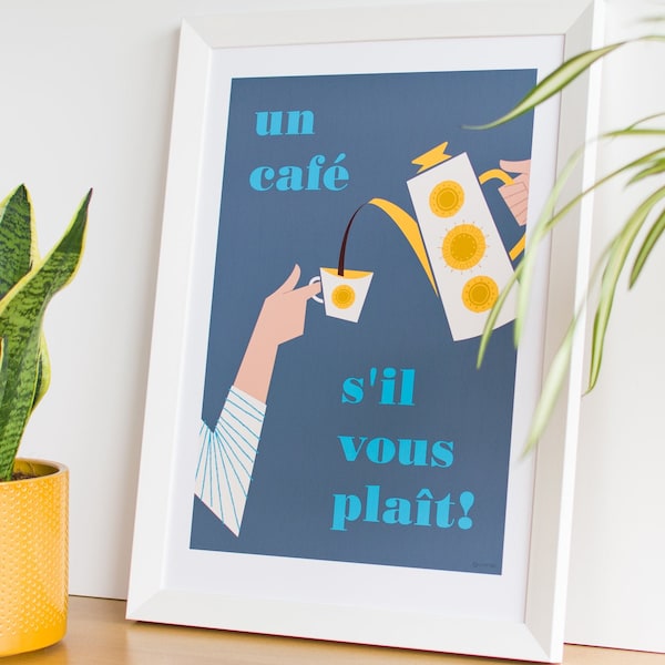 Retro Coffee Print, Coffee Pot Poster, Kitchen Art, Coffee Lover Decor, Mid Century Print, New Home Gift for Coffee Lover
