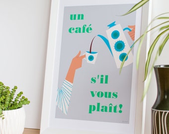 Coffee Lover Poster, Vintage Coffee Pot Art, Mid Century Modern Home Decor, Retro New Home  Print, Kitchen Gift