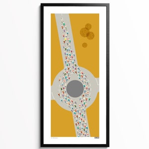 Cycling Art, Peloton Cycling Poster, Roundabout Cycle Print, Modern Home Decor Ideas, Gift For Cyclist