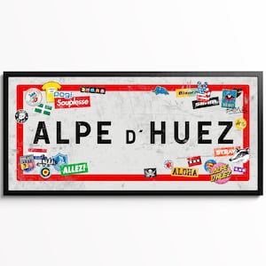 Personalised Cycling Art, Alpe D’Huez Road Sign Print, Cycling Famous Climbs Poster, Sportive Present, Gift for Cyclist