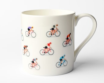 coffee mug for cyclists, retro bicycle design, cycling gift, bike fan, present for bike lover, cyclist birthday gift, gift for cycling Dad