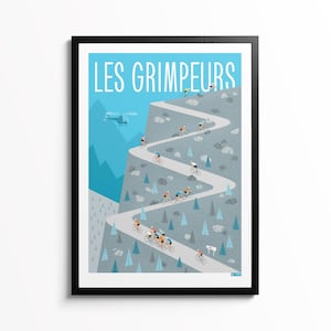 Cycling Poster, The Climbers Print, Bicycle Art, Gift Idea for Cyclist