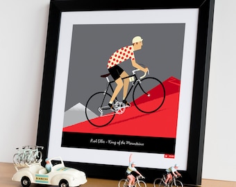 PERSONALISED Cycling Art, King of the Mountains Print, Gift for Cyclist