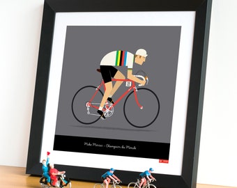 Poster personalizzato per ciclisti, stampa artistica con maglia arcobaleno, regali personalizzati per ciclisti