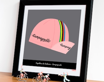 Wielerkunst, sportposter fietsen, pet, muurkunst wielersport, wielrennen, wielerliefhebber, cadeau fietser, cadeau fietssport, fiets vader