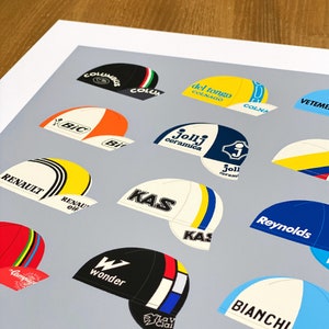 Retro Cycling Caps Poster, Tour De France Art Print, Gift for Cyclist