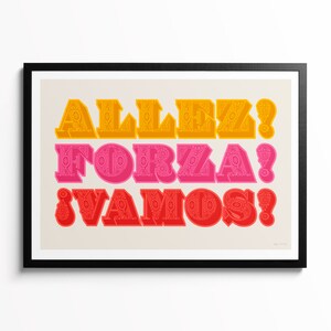Allez! Forza! Vamos! Cycling Art Print, Motivational Tyographical Poster for Bike Lover, Present For Cyclist