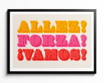 Allez! Forza! Vamos! Cycling Art Print, Motivational Poster, Present For Cyclist