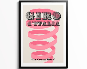 Grand Tour Cycling Poster, Giro Cycling Art Print, Gift For Cycling Fan, Gift for Cyclist