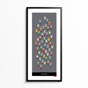 Wielerposter peloton, wielerkunstafdruk, wielrenners WK wielrennen, cadeau voor wielerfan