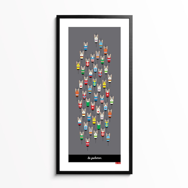 Peloton Cycling Poster, Cycling Art Print, World Road Race Championship Cyclists