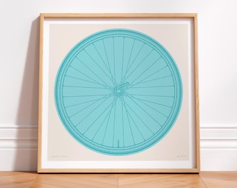 Cycling Wall Art, Cycling Poster, Cycling Print, Bike Wheel Illustration, Cycling Gift, Gift Idea for Cyclist, Birthday Gift for Cycling Dad