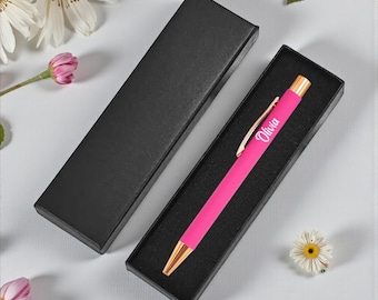 Personalized Magenta Pen – Rose Gold Trim, Engraved Gift