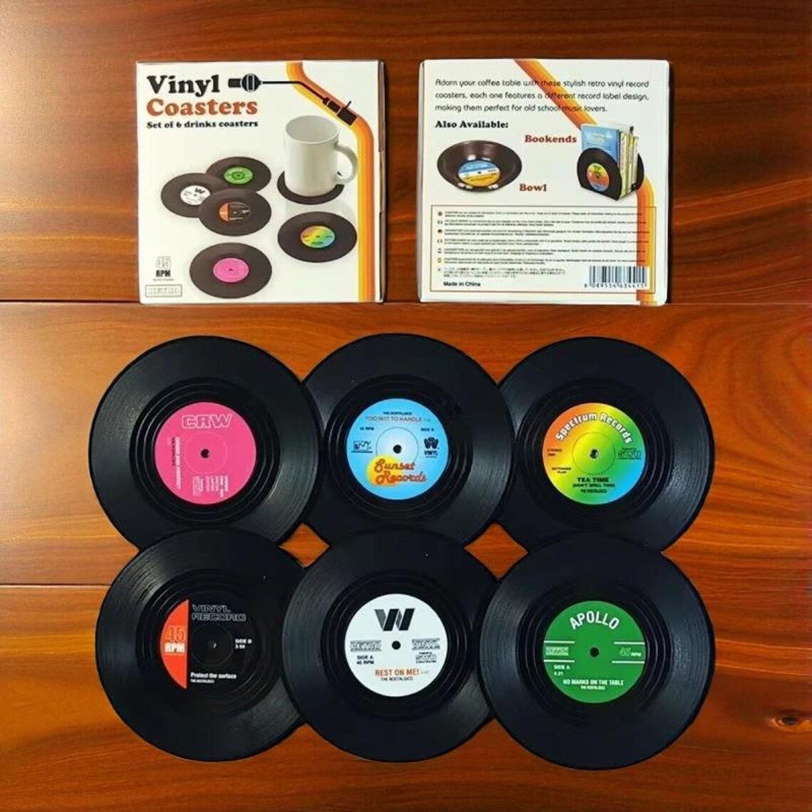 Retro Vinyl Record Coaster Set: ABS Plastic Music Decor - Etsy