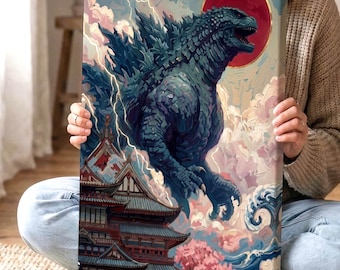 Godzilla Wall Art, Japanese Monster Poster Canvas