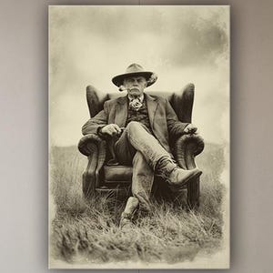Cowboy Wall Art, Vintage Western Print, Rustic Home Decor
