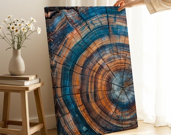 Tree Ring Framed Canvas Print: Abstract Wood Texture Wall Art