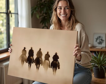 Western Cowboy Canvas Wall Art, Rustic Decor
