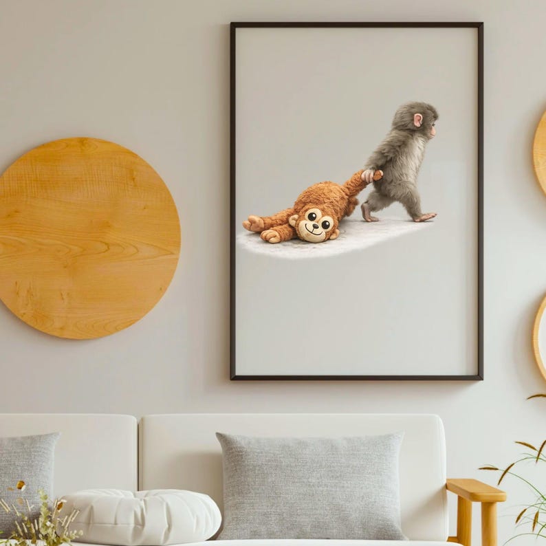 Punch Monkey Wall Art Canvas, Modern Animal Home Decor image 16