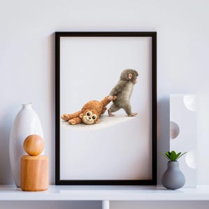 Punch Monkey Wall Art Canvas, Modern Animal Home Decor image 20