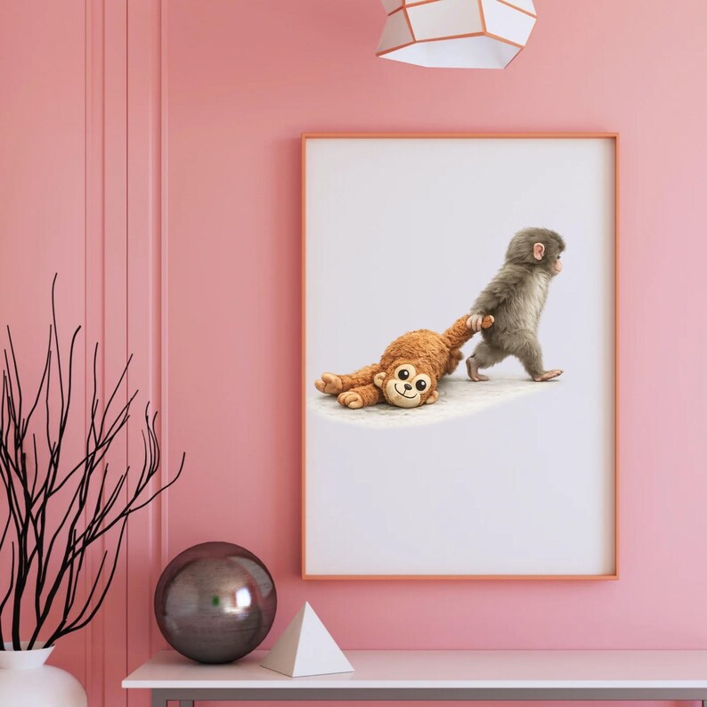 Punch Monkey Wall Art Canvas, Modern Animal Home Decor image 18
