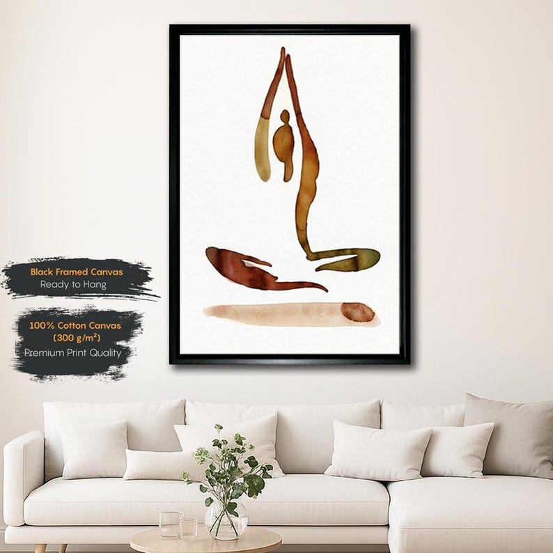 Minimalist Yoga Wall Art, Neutral Zen Canvas, Abstract Meditation Decor ...