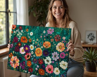 Inspired Garden Canvas Print, Floral Decorative Wall Decor