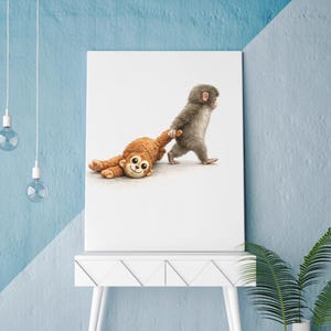 Punch Monkey Wall Art Canvas, Modern Animal Home Decor image 19