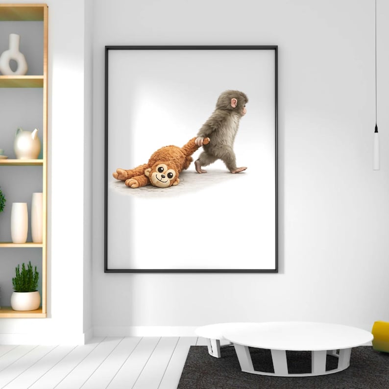 Punch Monkey Wall Art Canvas, Modern Animal Home Decor image 15