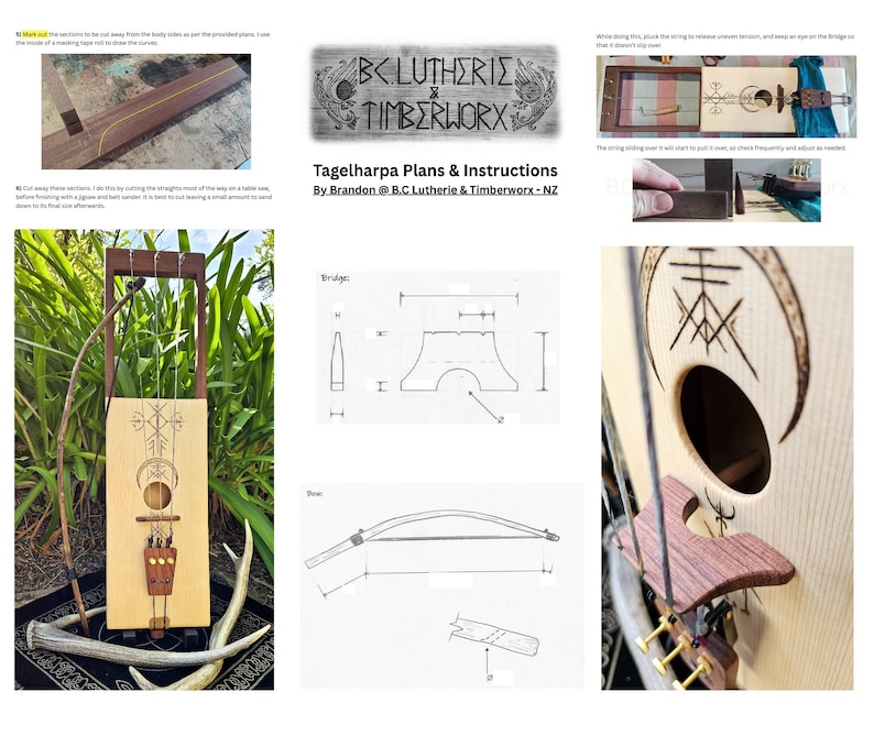 Stringed Instrument Plans ᛉ Tagelharpa - Build Plans & Instructions - Frame Body Design ᛉ - Etsy