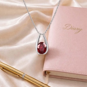 Oval Red Ruby 925 Sterling Silver Pendant – Elegant Fine Jewelry for Women