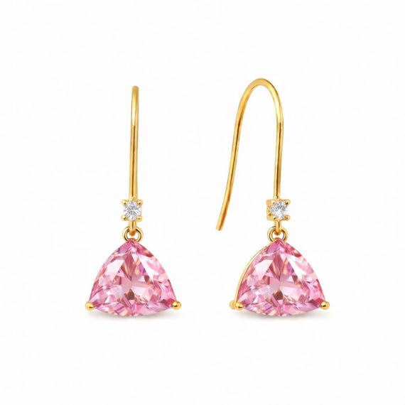 Ceylon Bi-color Padparadscha Sapphire Earrings – Gold Plated, CZ