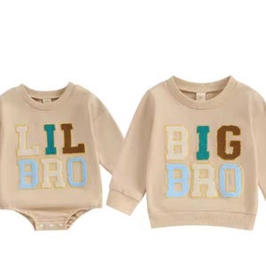Brothers Matching Sweatshirt and Romper Set: Big Bro Lil Bro