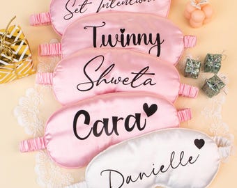 Personalized Satin Sleep Mask: Bridal Party Favor, Birthday Gift