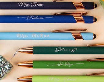 Engraved Touch Head Ballpoint Pen with Bag, Custom Pens for Women, Teacher Gifts, Personalized Multipurpose Pen, Best Friend Christmas Gifts