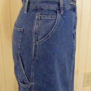 80s Denim Skirt Faded Glory Jeans Long Shin Length Carpenter Style 32
