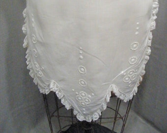 Victorian tablier coton blanc dentelle à la main garniture Français noeud Vintate 1900 cuisine la maison de conception de service