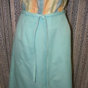 1970s Wrap Skirt Aqua Blue Cotton Koret Vintage Summer Fashions Sm - Etsy