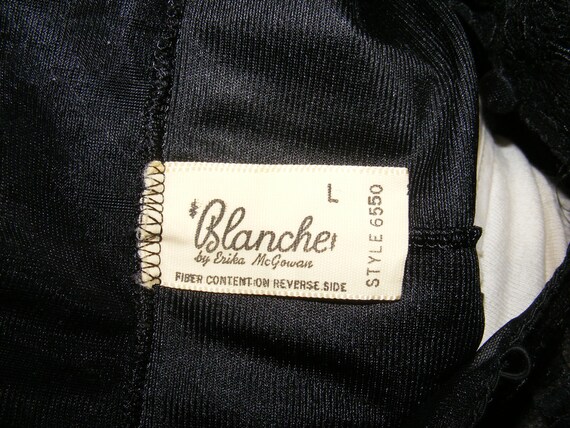 80s Teddy Lingerie Body Suit Slip Black Nylon Lac… - image 7