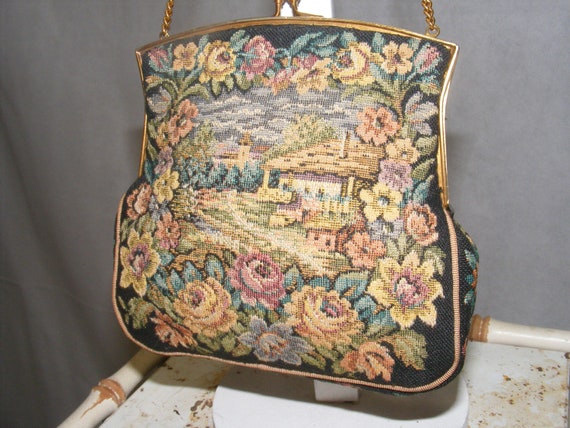 1930S Tapestry Bag Handbag Purse Charlet Paris Ne… - image 2